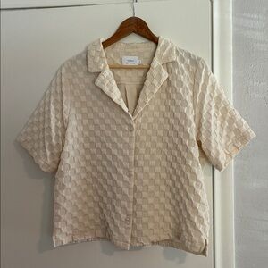Cream Textured Button-Up